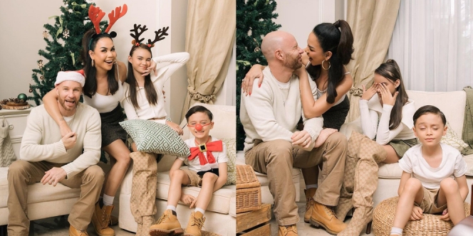 Melaney Ricardo dan Keluarga Jalani Pemotretan untuk Sambut Natal, Kompak Pakai Busana Putih