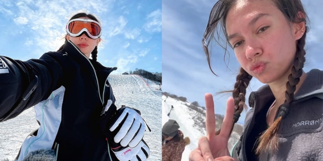 Potret Yuki Kato Main Snowboarding di Jepang, Wajah Tanpa Riasan Jadi Sorotan