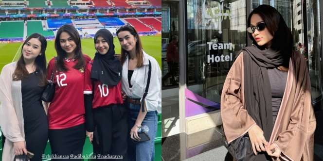 Gaya Azizah Salsha Nonton Timnas Lawan Jepang di Qatar, Dukung Suami Bareng Adiba Khanza