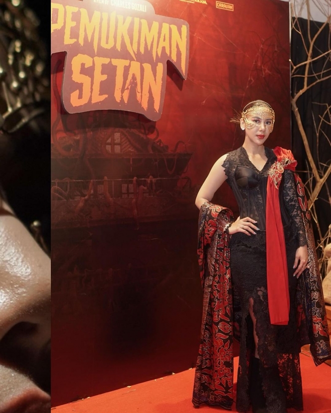Hadiri Gala Premiere Pemukiman Setan, Ini Potret Adinda Thomas Tampil Misterius Pakai Topeng