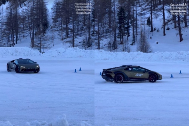 Seru Banget, Ini Potet Maudy Ayunda yang Coba Ngedrift di Salju Pakai Mobil Lamborghini