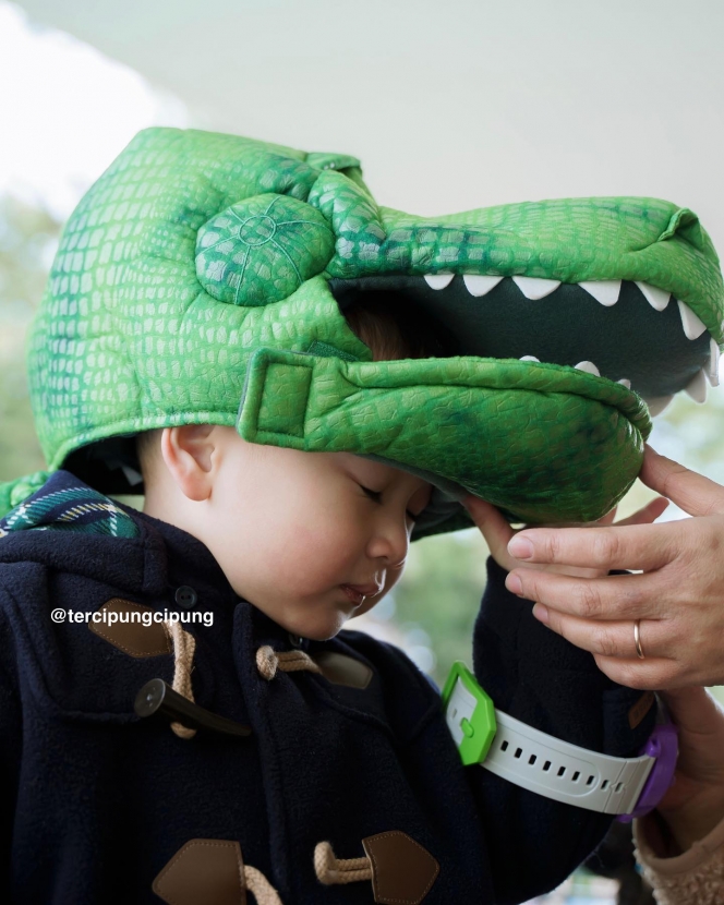 Deretan Foto Rayyanza Cipung pakai Kepala Dinosaurus, Gemasnya Tumpah-Tumpah