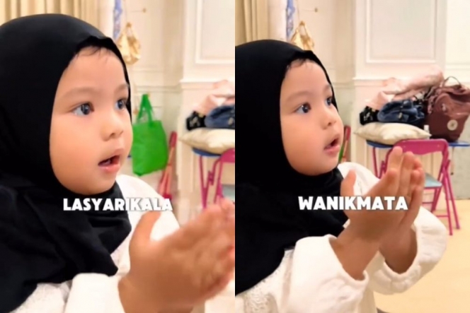 Makin Gemas Dalam Balutan Hijab, Ini Foto-Foto Baby Ameena saat Latihan Tawaf Sebelum Umrah