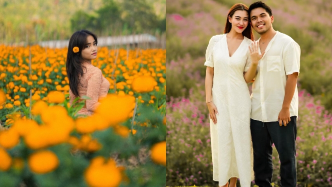 7 Foto Adu Gaya Fuji dan Aaliyah Massaid di Taman Bunga, Cantik dengan Pesonanya Masing-masing