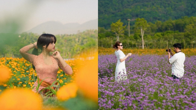 7 Foto Adu Gaya Fuji dan Aaliyah Massaid di Taman Bunga, Cantik dengan Pesonanya Masing-masing