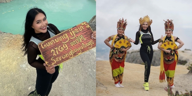 Menari di Atas Puncak, Ini Deretan Foto Momen Denada Mendaki Gunung Ijen