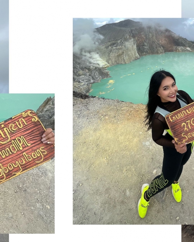 Menari di Atas Puncak, Ini Deretan Foto Momen Denada Mendaki Gunung Ijen