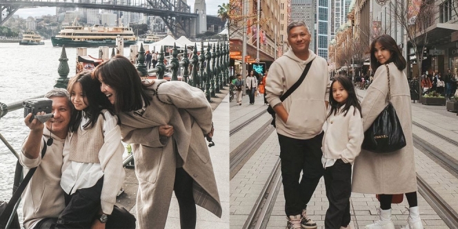 8 Potret Gading Gisel Gempi Liburan di Sydney, Kompak Banget Pakai Outfit Matching!