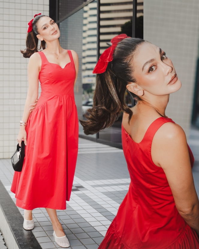 8 Foto Luna Maya Tampil dengan OOTD Serba Merah, Cantiknya Menyala dan Gak Ada Obat!