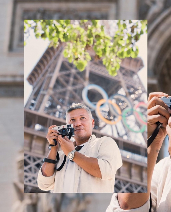 7 Foto Gading Marten Menghadiri Olimpiade Paris 2024, Jadi Fotografer Dadakan di Menara Eiffel